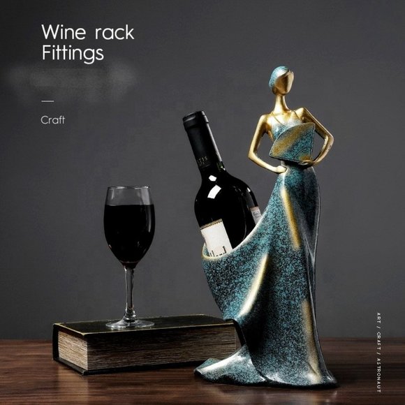 🦋 Wine Bottle Holder Lady Sculpture Figurine 🦋 - Picture 5 of 8